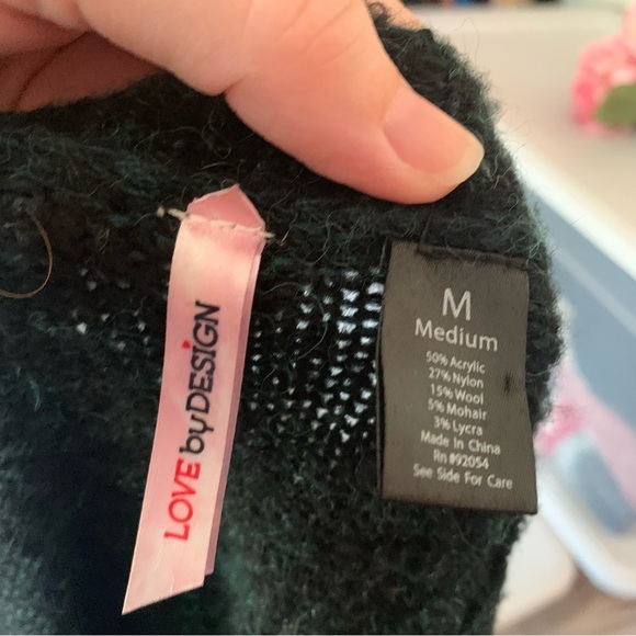 Love by Design Women’s Deep V-Neck Black and Teal Sweater size Medium - Picture 6 of 7